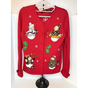 Crystal-Kobe Vintage Winter Ugly Christmas Cardigan Sweater size Small